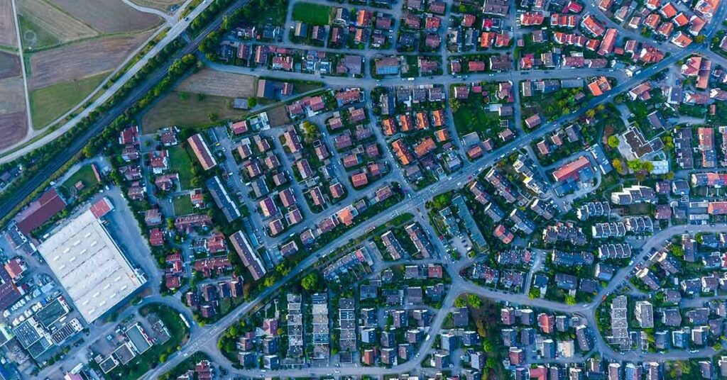 Luftbild eines deutschen Ortes | Immobilienkauf